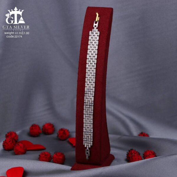 دستبند نقره زنانه نگین دار کد 22174 - Image 3