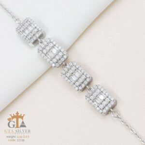 دستبند نقره میکرو طرح امرالدکات کد 22158