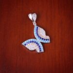 مدال نقره میکرو رنگی طرح پروانه کد 21383 - Image 2