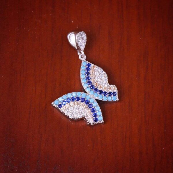 مدال نقره میکرو رنگی طرح پروانه کد 21383 - Image 2