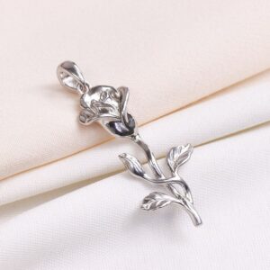 مدال نقره میکرو طرح گل رز کد 21284