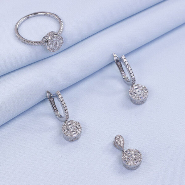 نیم ست نقره میکرو طرح امرالدکات کد 16356 - Image 2