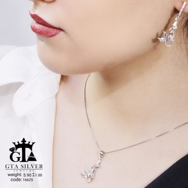 نیم ست نقره میکرو طرح پری دریایی کد 16625 - Image 2