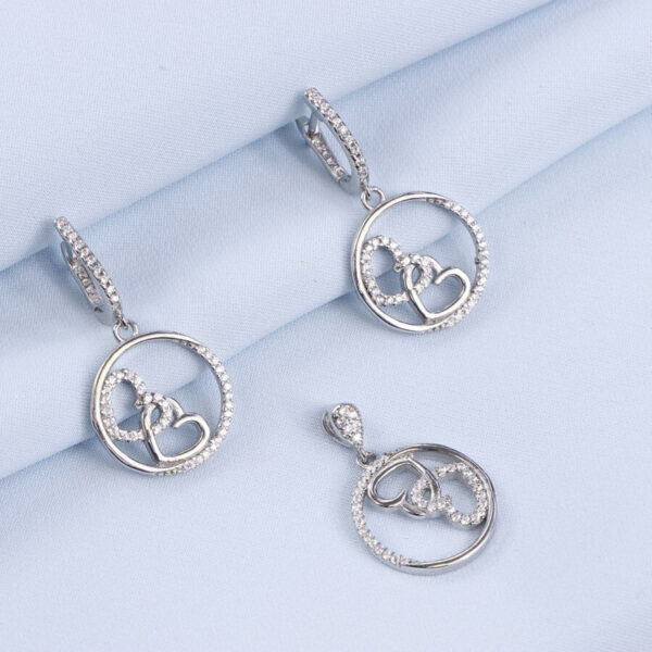 نیم ست نقره میکرو طرح قلب کد 16336 - Image 2