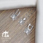 نیم ست نقره میکرو طرح پروانه کد 16375 - Image 3