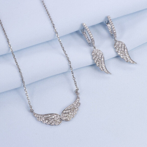 نیم ست نقره میکرو طرح بال کد 16314 - تصویر 2