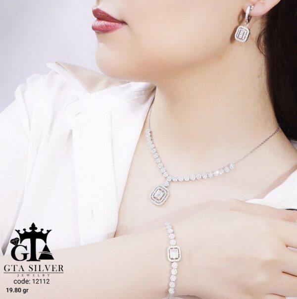 سرویس نقره میکرو زنجیری طرح امرالدکات کد 12112 - Image 2