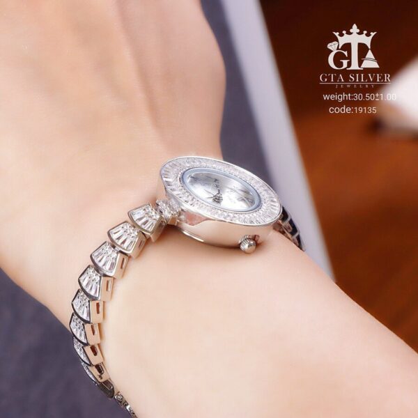 ساعت نقره جواهری روکش رادیوم کد 19135 - تصویر 2