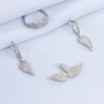 نیم ست نقره میکرو طرح بال کد 16330 - Image 2