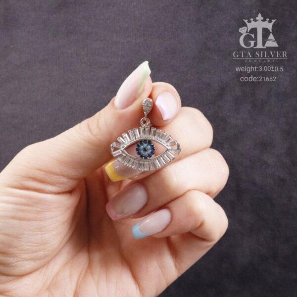 مدال نقره میکرو چشم نظر کد 21682 - Image 2