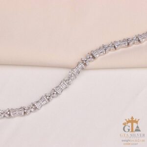 دستبند نقره زنانه با سنگ باگت سوئیسی کد 22167