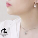 نیم ست نقره میکرو طرح قفل کد 16634 - Image 2