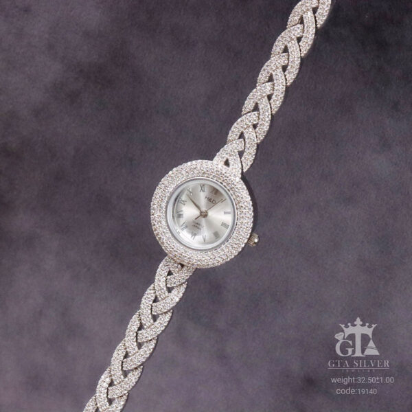 ساعت نقره جواهری روکش رادیوم کد 19140 - Image 4