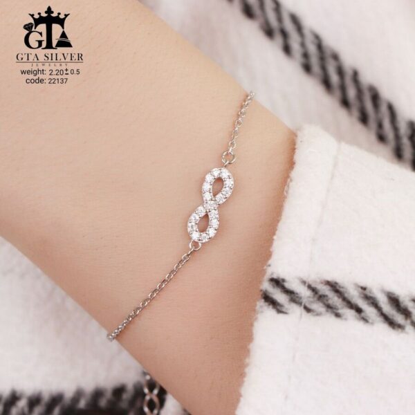 دستبند نقره زنانه میکرو طرح بی‌نهایت کد 22137 - تصویر 2