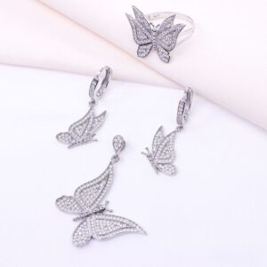 نیم ست نقره میکرو طرح پروانه کد 16133