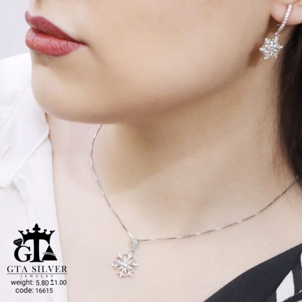 نیم ست نقره میکرو طرح برف کد 16615 - Image 2