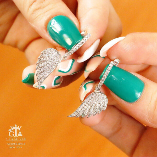 نیم ست نقره میکرو طرح بال فرشته کد 16386 - Image 3