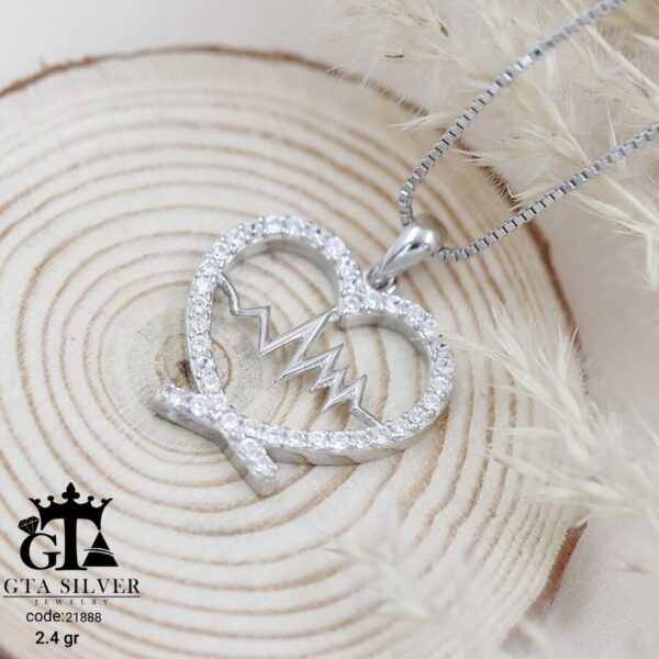 مدال نقره میکرو طرح ضربان قلب کد 21888 - Image 3