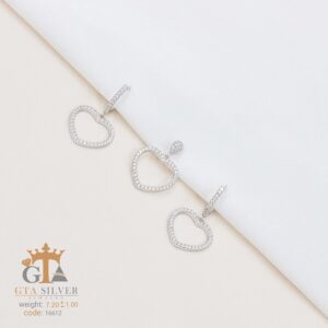 نیم ست نقره میکرو طرح قلب کد 16612