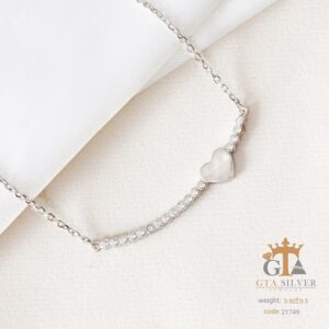 گردنبند نقره زنانه نگین دار طرح قلب کد 21749