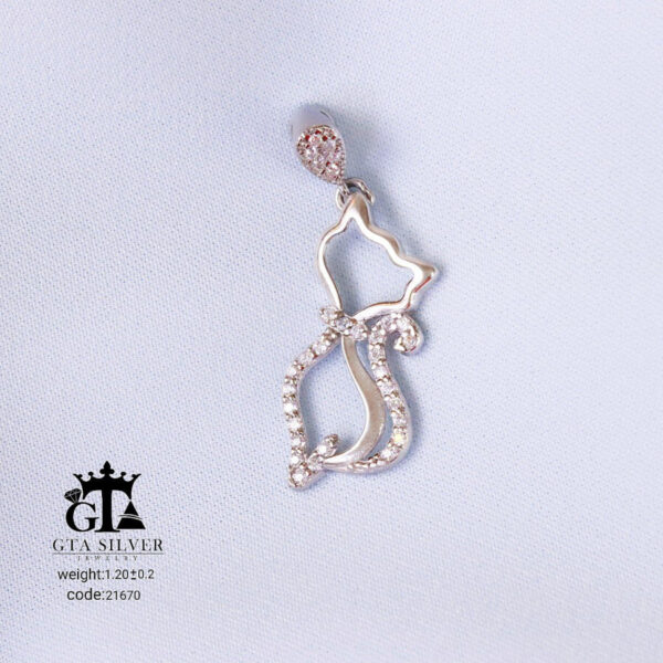 مدال نقره میکرو طرح گربه کد 21670 - Image 3