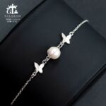 دستبند نقره میکرو طرح پروانه مروارید دار کد 22140 - Image 3