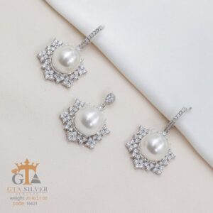 نیم ست نقره میکرو مرواریدی کد 16621