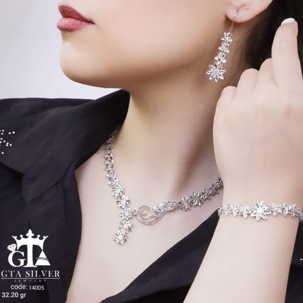 سرویس نقره تراش بدون نگین کد 14005 - تصویر 2