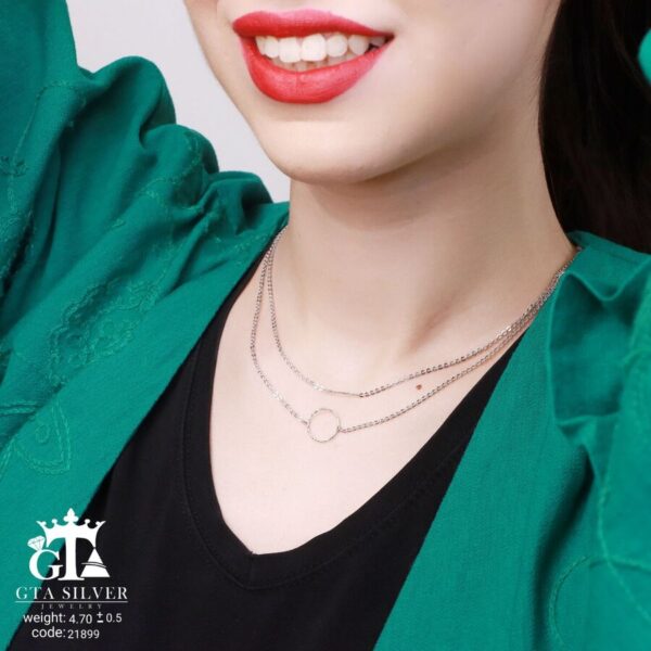 گردنبند نقره زنانه مدل زنجیری دو لایه رادیوم کد 21899 - Image 2