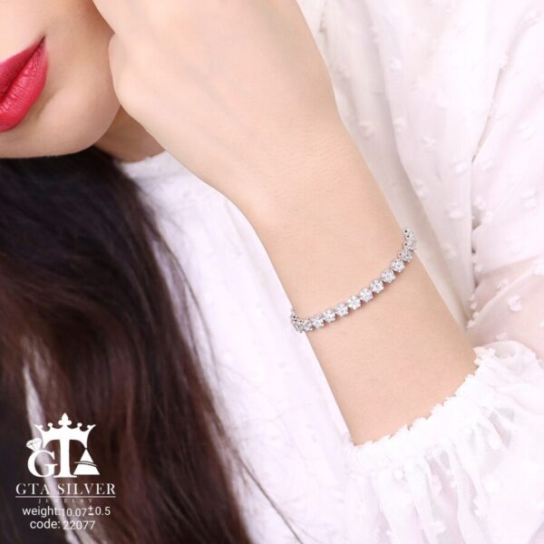 دستبند نقره میکرو طرح فلاور کد 22077 - Image 2