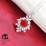 مدال نقره زنانه جواهری نگین دار میکرو کد 21881 - Image 3