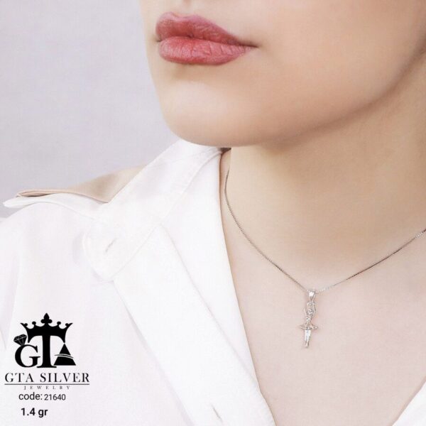 مدال نقره زنانه طرح بالرین میکرو کد 21640 - Image 2