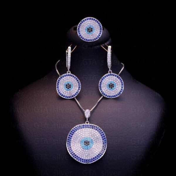 نیم ست نقره میکرو رنگی کد 16071 - Image 2