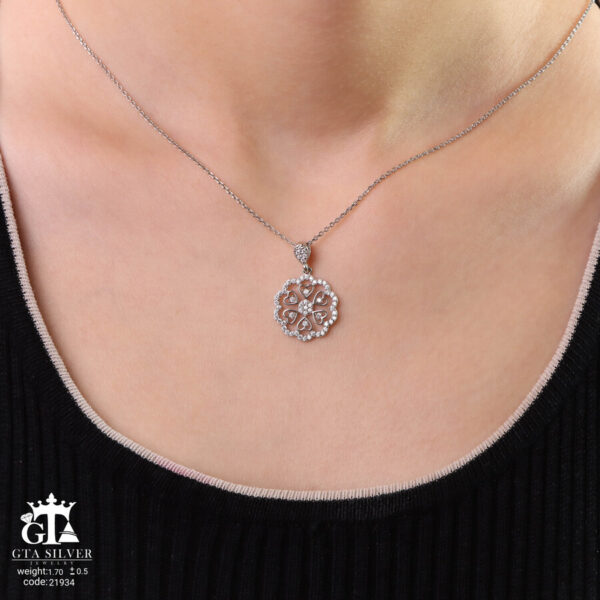 مدال نقره زنانه فلاور قلبی میکرو کد 21934 - Image 2