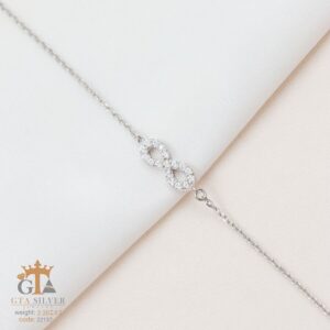 دستبند نقره زنانه میکرو طرح بی‌نهایت کد 22137