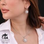 نیم ست نقره میکرو طرح مروارید دار کد 16660 - Image 2