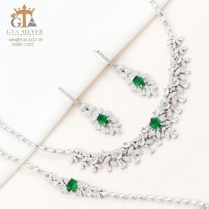 سرویس نقره نگین سبز مارسا جواهری کد 11207