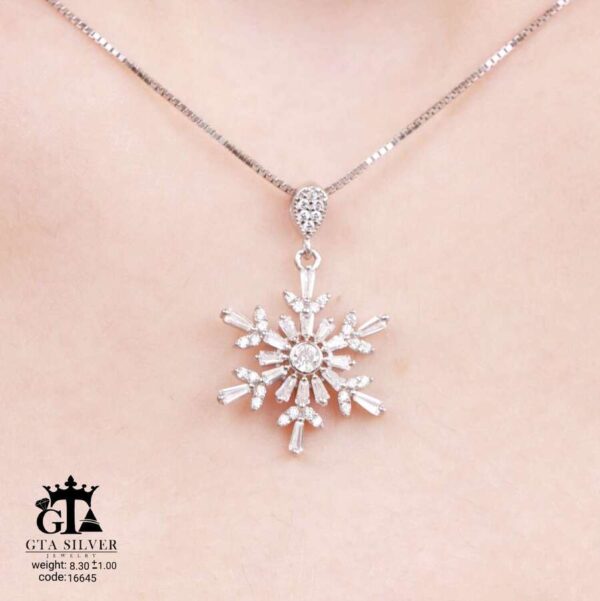 نیم ست نقره میکرو طرح دونه برف کد 16645 - Image 4