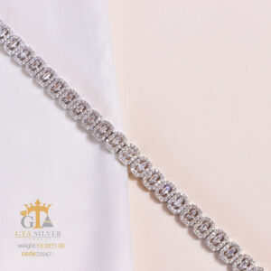 دستبند نقره زنانه میکرو طرح امرالدکات کد 22067