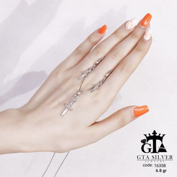 نیم ست نقره میکرو طرح رقص باله کد 16358 - Image 3