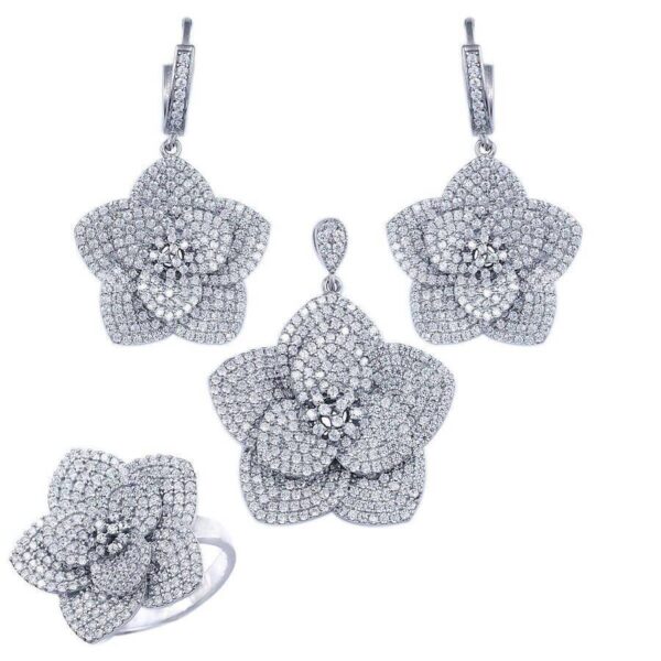 نیم ست نقره میکرو طرح فلاور کد 16135 - Image 3