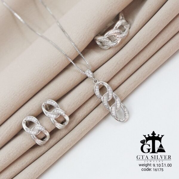 نیم ست نقره میکرو طرح کارتیر کد 16175 - تصویر 3