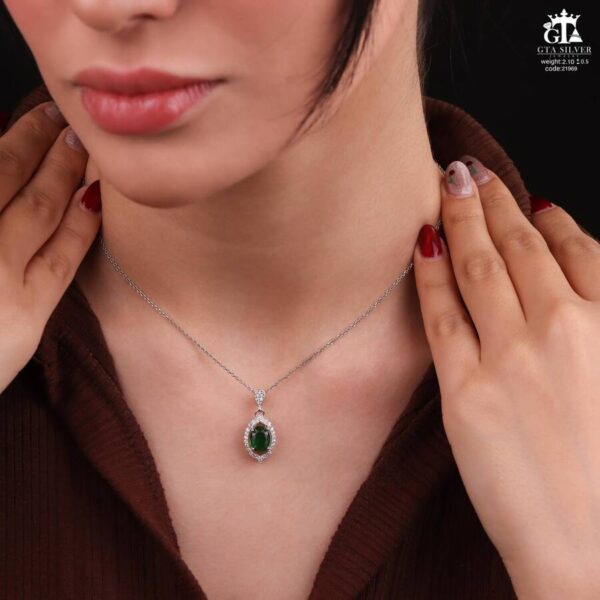 مدال نقره زنانه نگین دار میکرو کد 21969 - Image 2