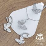 نیم ست نقره میکرو طرح پروانه کد 16572 - Image 3