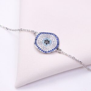 دستبند نقره میکرو چشم نظر کد 22035