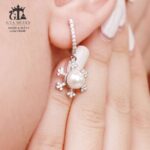 نیم ست نقره میکرو طرح دونه برف مروارید دار کد 16648 - تصویر 4