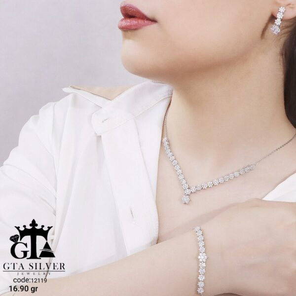 سرویس نقره طرح فلاور میکرو زنجیری کد 12119 - Image 2