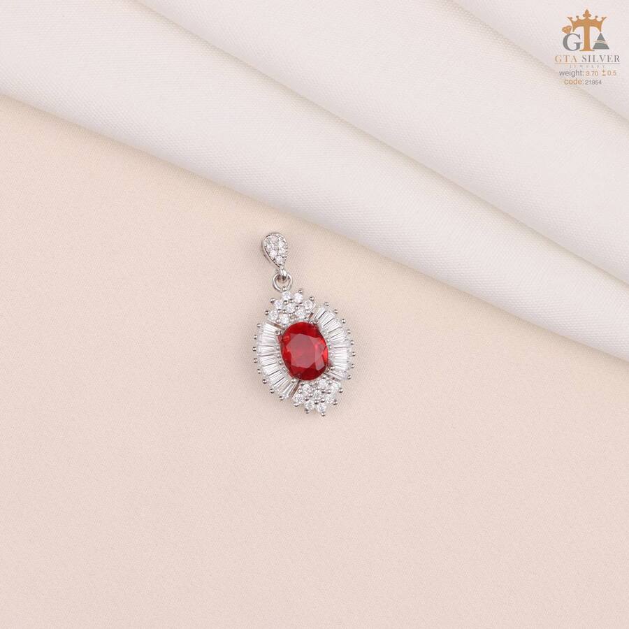 fed8965e-38cc-44f3-9a56-1c58b0b955b1.jpg مدال نقره زنانه تک نگین میکرو کد 21954 - Image 1