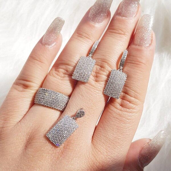 نیم ست نقره میکرو طرح پرنس کد 16038 - Image 2