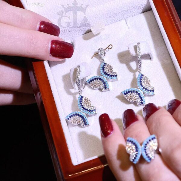 نیم ست نقره میکرو رنگی کد 16072 - Image 2